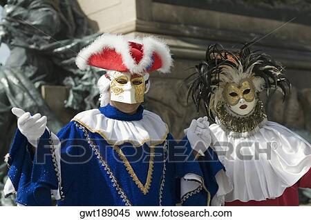 Close-up of two people in carnival costumes, Venice, Italy View Large Photo Image Stock Photography - Close-up of two people in carnival costumes, Venice, Italy. Fotosearch