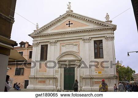 Stock Photography - Facade of a church, Venice, Italy. Fotosearch