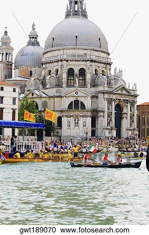 Gondolas in front of a church, Regatta Storica, Santa Maria Della Salute, Venice, Italy View Large Photo Image Stock Image - Gondolas in front of a church, Regatta Storica, Santa Maria Della Salute, Venice, Italy. Fotosearch