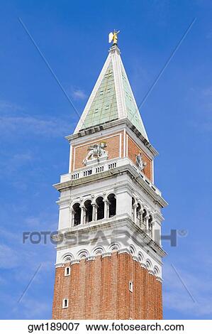Low angle view of a bell tower, St. Mark's Square, Venice, Italy View Large Photo Image Stock Photo - Low angle view of a bell tower, St. Mark's Square, Venice, Italy. Fotosearch