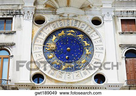 Low angle view of an astrological clock, St. Mark's Square, Venice, Italy View Large Photo Image Stock Photo - Low angle view of an astrological clock, St. Mark's Square, Venice, Italy. Fotosearch