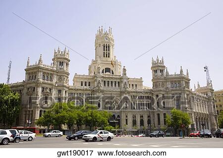 Facade of a government building, Palacio De Comunicaciones, Plaza de Cibeles, Madrid, Spain View Large Photo Image Stock Photo - Facade of a government building, Palacio De Comunicaciones, Plaza de Cibeles, Madrid, Spain. Fotosearch