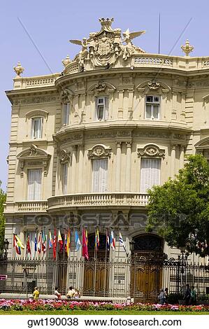 Flags in front of a palace, Palacio de Linares, Plaza de Cibeles, Madrid, Spain View Large Photo Image Stock Photo - Flags in front of a palace, Palacio de Linares, Plaza de Cibeles, Madrid, Spain. Fotosearch