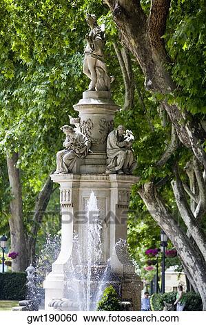 Fountain in a park, Madrid, Spain View Large Photo Image Stock Image - Fountain in a park, Madrid, Spain. Fotosearch