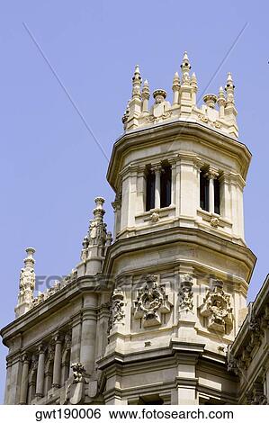 Low angle view of a government building, Palacio De Comunicaciones, Plaza de Cibeles, Madrid, Spain View Large Photo Image Stock Photograph - Low angle view of a government building, Palacio De Comunicaciones, Plaza de Cibeles, Madrid, Spain. Fotosearch