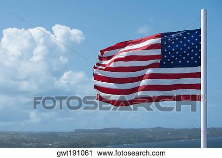 Stock Image - Close-up of an American flag. Fotosearch