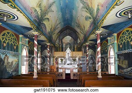 Interiors of a church, St. Benedict's Catholic Church, Honaunau, Hawaii Islands, USA View Large Photo Image Stock Photography - Interiors of a church, St. Benedict's Catholic Church, Honaunau, Hawaii Islands, USA. Fotosearch
