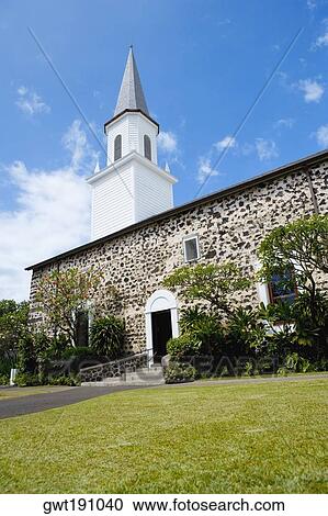 Low angle view of a church, Mokuaikaua Church, Kailua-Kona, Kona, Big Island, Hawaii Islands, USA View Large Photo Image Stock Image - Low angle view of a church, Mokuaikaua Church, Kailua-Kona, Kona, Big Island, Hawaii Islands, USA. Fotosearch