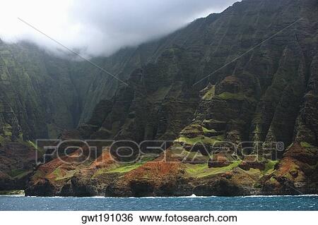 Panoramic view of the sea, Na Pali Coast State Park, Kauai, Hawaii Islands, USA View Large Photo Image Stock Photograph - Panoramic view of the sea, Na Pali Coast State Park, Kauai, Hawaii Islands, USA. Fotosearch