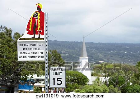 Speed limit signboard with a church in the background, Mokuaikaua Church, Kailua-Kona, Kona, Big Island, Hawaii Islands, USA View Large Photo Image Stock Photo - Speed limit signboard with a church in the background, Mokuaikaua Church, Kailua-Kona, Kona, Big Island, Hawaii Islands, USA. Fotosearch
