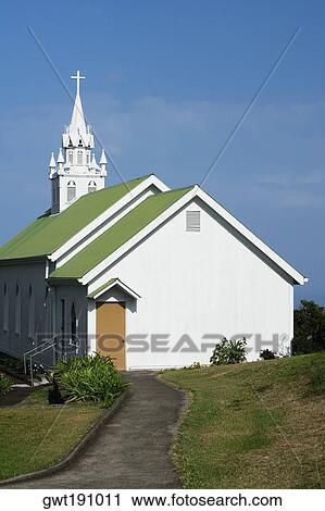 Walkway leading towards a church, St. Benedict's Catholic Church, Honaunau, Hawaii Islands, USA View Large Photo Image Stock Image - Walkway leading towards a church, St. Benedict's Catholic Church, Honaunau, Hawaii Islands, USA. Fotosearch