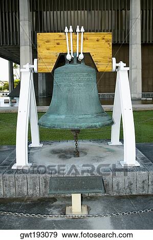 Stock Photo - Close-up of a bell, Honolulu, Oahu, Hawaii Islands, USA. Fotosearch