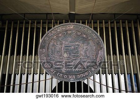 Close-up of a shield of Hawaiian state, Hawaii State Capitol, Honolulu, Oahu, Hawaii Islands, USA View Large Photo Image Stock Photograph - Close-up of a shield of Hawaiian state, Hawaii State Capitol, Honolulu, Oahu, Hawaii Islands, USA. Fotosearch