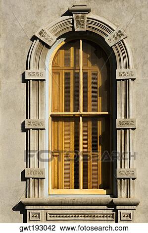 Stock Image - Close-up of a window on a wall, Honolulu, Oahu, Hawaii Islands, USA. Fotosearch