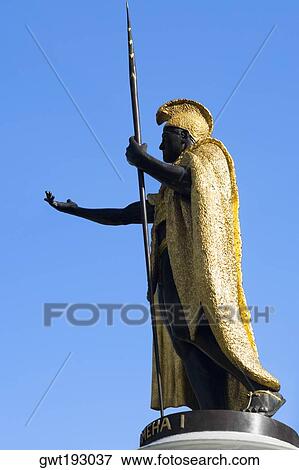 Low angle view of a statue, King Kamehameha Statue, Honolulu, Oahu, Hawaii Islands, USA View Large Photo Image Stock Photo - Low angle view of a statue, King Kamehameha Statue, Honolulu, Oahu, Hawaii Islands, USA. Fotosearch