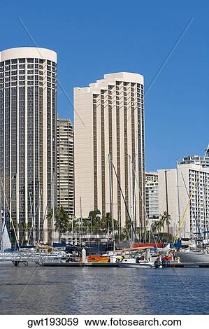 Skyscrapers at the waterfront, Honolulu, Oahu, Hawaii Islands, USA View Large Photo Image Stock Photo - Skyscrapers at the waterfront, Honolulu, Oahu, Hawaii Islands, USA. Fotosearch