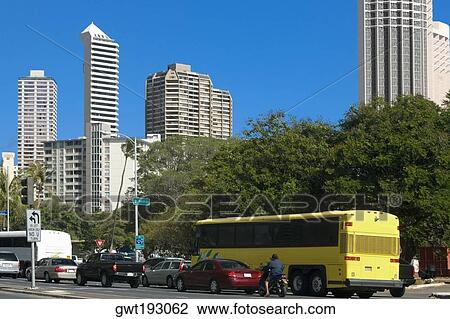 Traffic moving on the road in a city, Honolulu, Oahu, Hawaii Islands, USA View Large Photo Image Stock Image - Traffic moving on the road in a city, Honolulu, Oahu, Hawaii Islands, USA. Fotosearch