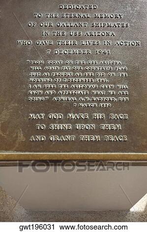 Close-up of a memorial plaque, USS Arizona Memorial, Pearl Harbor, Honolulu, Oahu, Hawaii Islands, USA View Large Photo Image Stock Image - Close-up of a memorial plaque, USS Arizona Memorial, Pearl Harbor, Honolulu, Oahu, Hawaii Islands, USA. Fotosearch