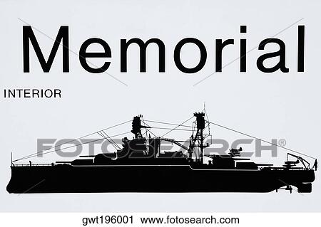 Stock Image - Close-up of an information board, USS Arizona Memorial, Pearl Harbor, Honolulu, Oahu, Hawaii Islands, USA. Fotosearch