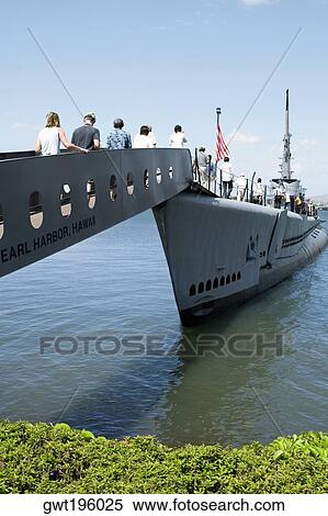 Group of people boarding on a military ship, USS Bowfin, Pearl Harbor, Honolulu, Oahu, Hawaii Islands, USA View Large Photo Image Stock Photography - Group of people boarding on a military ship, USS Bowfin, Pearl Harbor, Honolulu, Oahu, Hawaii Islands, USA. Fotosearch