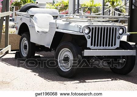 Stock Photo - Jeep in a museum, Pearl Harbor, Honolulu, Oahu, Hawaii Islands, USA. Fotosearch
