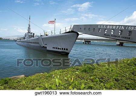 Passenger boarding bridge leading to a military ship, USS Bowfin, Pearl Harbor, Honolulu, Oahu, Hawaii Islands, USA View Large Photo Image Stock Image - Passenger boarding bridge leading to a military ship, USS Bowfin, Pearl Harbor, Honolulu, Oahu, Hawaii Islands, USA. Fotosearch