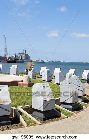 Stone monuments in a park, Pearl Harbor, Honolulu, Oahu, Hawaii Islands, USA View Large Photo Image Stock Photography - Stone monuments in a park, Pearl Harbor, Honolulu, Oahu, Hawaii Islands, USA. Fotosearch
