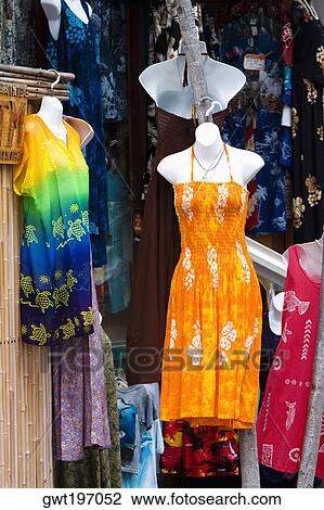 Clothes displayed at a market stall, Kona, Big Island, Hawaii Islands, USA View Large Photo Image Stock Image - Clothes displayed at a market stall, Kona, Big Island, Hawaii Islands, USA. Fotosearch