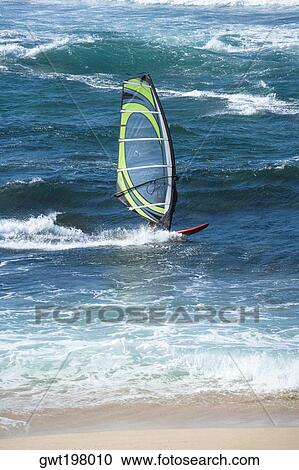 Person windsurfing in the sea, Hookipa Beach Park, Maui, Hawaii Islands, USA View Large Photo Image Stock Image - Person windsurfing in the sea, Hookipa Beach Park, Maui, Hawaii Islands, USA. Fotosearch