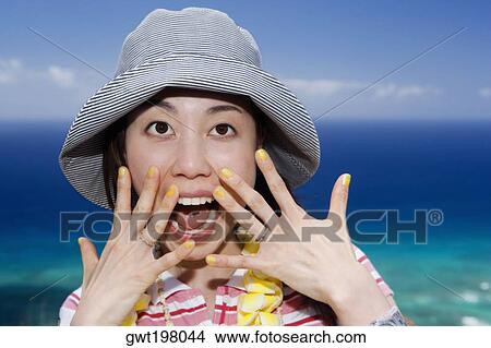 Portrait of a young woman shouting View Large Photo Image Picture - Portrait of a young woman shouting. Fotosearch