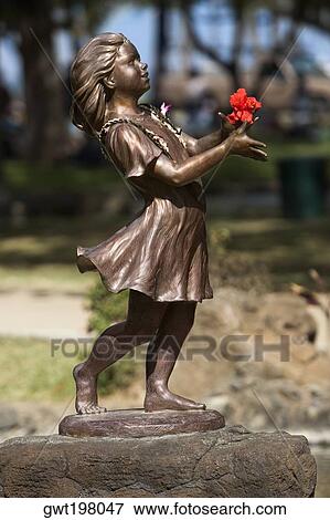 Stock Photo - Statue in a park, Waikiki Beach, Honolulu, Oahu, Hawaii Islands, USA. Fotosearch