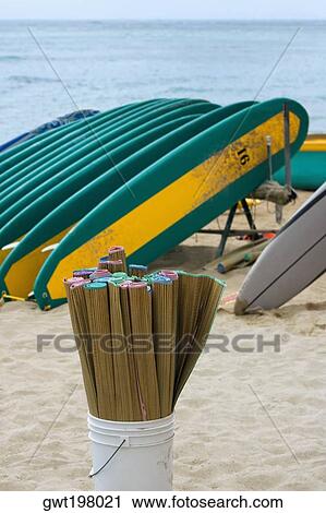 Surfboards on the beach, Waikiki Beach, Honolulu, Oahu, Hawaii Islands, USA View Large Photo Image Stock Image - Surfboards on the beach, Waikiki Beach, Honolulu, Oahu, Hawaii Islands, USA. Fotosearch