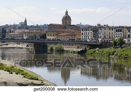 Bridge across a river, Arno River, Florence, Italy View Large Photo Image Stock Photo - Bridge across a river, Arno River, Florence, Italy. Fotosearch