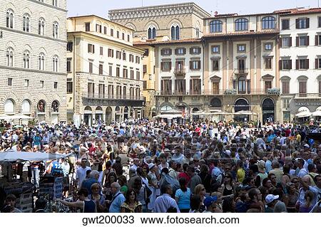 Crowd in front of buildings, Piazza Della Signoria, Florence, Tuscany, Italy View Large Photo Image Stock Image - Crowd in front of buildings, Piazza Della Signoria, Florence, Tuscany, Italy. Fotosearch