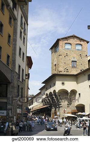 Group of people in a market, Via del Barbado, Florence, Italy View Large Photo Image Stock Photo - Group of people in a market, Via del Barbado, Florence, Italy. Fotosearch