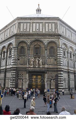 Group of people in front of a church, Battistero di San Giovanni, Florence, Italy View Large Photo Image Picture - Group of people in front of a church, Battistero di San Giovanni, Florence, Italy. Fotosearch