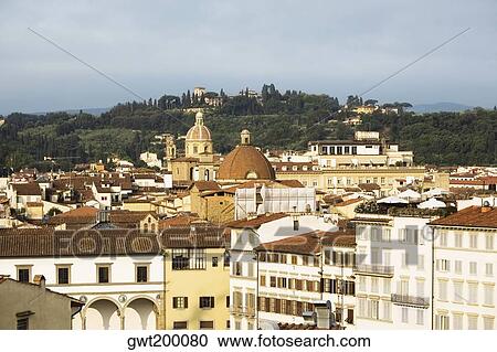 High angle view of buildings in a city, Florence, Tuscany, Italy View Large Photo Image Stock Image - High angle view of buildings in a city, Florence, Tuscany, Italy. Fotosearch