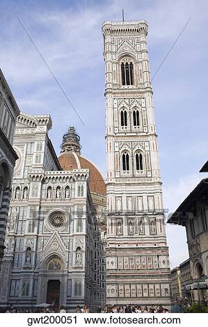 Low angle view of a bell tower, Duomo Santa Maria del Fiore, Florence, Italy View Large Photo Image Stock Image - Low angle view of a bell tower, Duomo Santa Maria del Fiore, Florence, Italy. Fotosearch