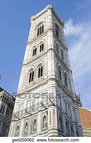 Low angle view of a bell tower, Duomo Santa Maria del Fiore, Florence, Italy View Large Photo Image Stock Image - Low angle view of a bell tower, Duomo Santa Maria del Fiore, Florence, Italy. Fotosearch
