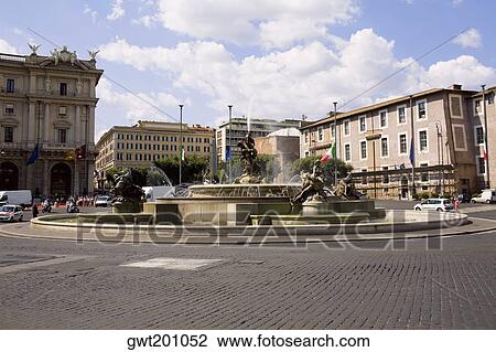 Fountain in front of a building, Fontana Delle Naiadi, Piazza Della Repubblica, Rome, Italy View Large Photo Image Stock Image - Fountain in front of a building, Fontana Delle Naiadi, Piazza Della Repubblica, Rome, Italy. Fotosearch