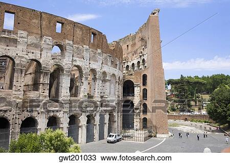 Stock Image - Old ruins of an amphitheater, Coliseum, Rome, Italy. Fotosearch