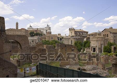 Old ruins of buildings, Roman Forum, Rome, Italy View Large Photo Image Stock Photo - Old ruins of buildings, Roman Forum, Rome, Italy. Fotosearch