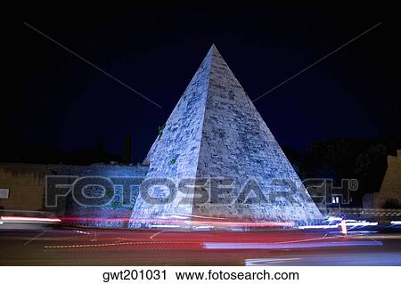 Pyramid lit up at night, Pyramid of Cestius, Rome, Italy View Large Photo Image Stock Image - Pyramid lit up at night, Pyramid of Cestius, Rome, Italy. Fotosearch