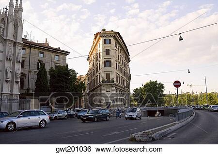 Traffic on the road, Rome, Italy View Large Photo Image Stock Photograph - Traffic on the road, Rome, Italy. Fotosearch
