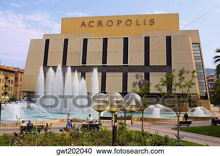 Fountains in front of a building, Acropolis Conference Center, Nice, France View Large Photo Image Stock Image - Fountains in front of a building, Acropolis Conference Center, Nice, France. Fotosearch