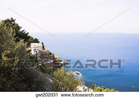 High angle view of a building on a hillside, Nice, France View Large Photo Image Stock Image - High angle view of a building on a hillside, Nice, France. Fotosearch