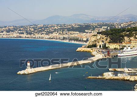 High angle view of a jetty in the sea, Nice, France View Large Photo Image Picture - High angle view of a jetty in the sea, Nice, France. Fotosearch