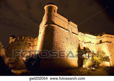 Picture - Low angle view of a fort, Fort du Mont Alban, Nice, France. Fotosearch