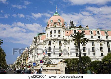 Low angle view of a hotel at the roadside, Hotel Negresco, Promenade des Anglais, Nice, France View Large Photo Image Picture - Low angle view of a hotel at the roadside, Hotel Negresco, Promenade des Anglais, Nice, France. Fotosearch