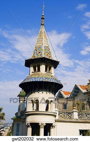 Tower at the corner of a building, Nice, France View Large Photo Image Stock Image - Tower at the corner of a building, Nice, France. Fotosearch